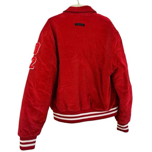 Hudson Jeans Corduroy Varsity Jacket Red size Medium - Picture 4 of 10